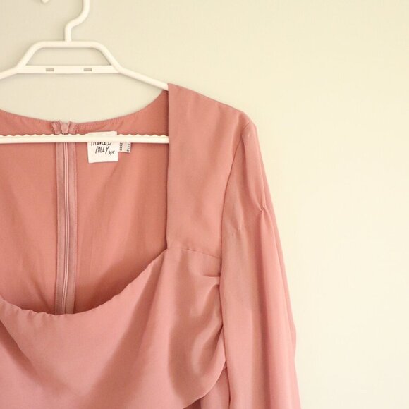 Princess Polly Women's Blush Pink US 12 Square Neck Long Sleeve Midi Party Dress - Picture 5 of 13